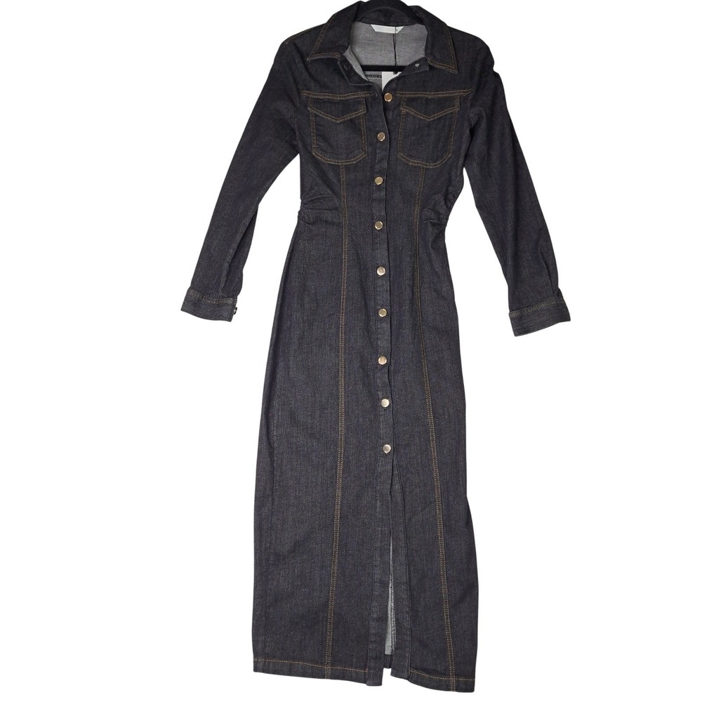 ZARA‎ Womens XS Long Sleeve Button Front Maxi Dress NWT but DAMAGED